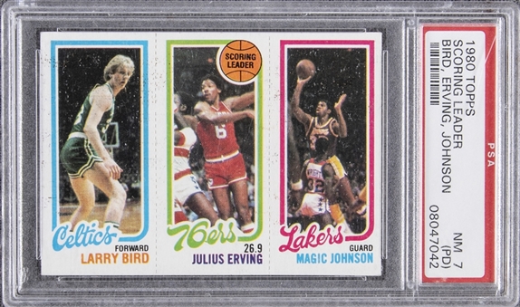 1980/81 Topps #6 Larry Bird/Magic Johnson Rookie Card – PSA NM 7 (PD)